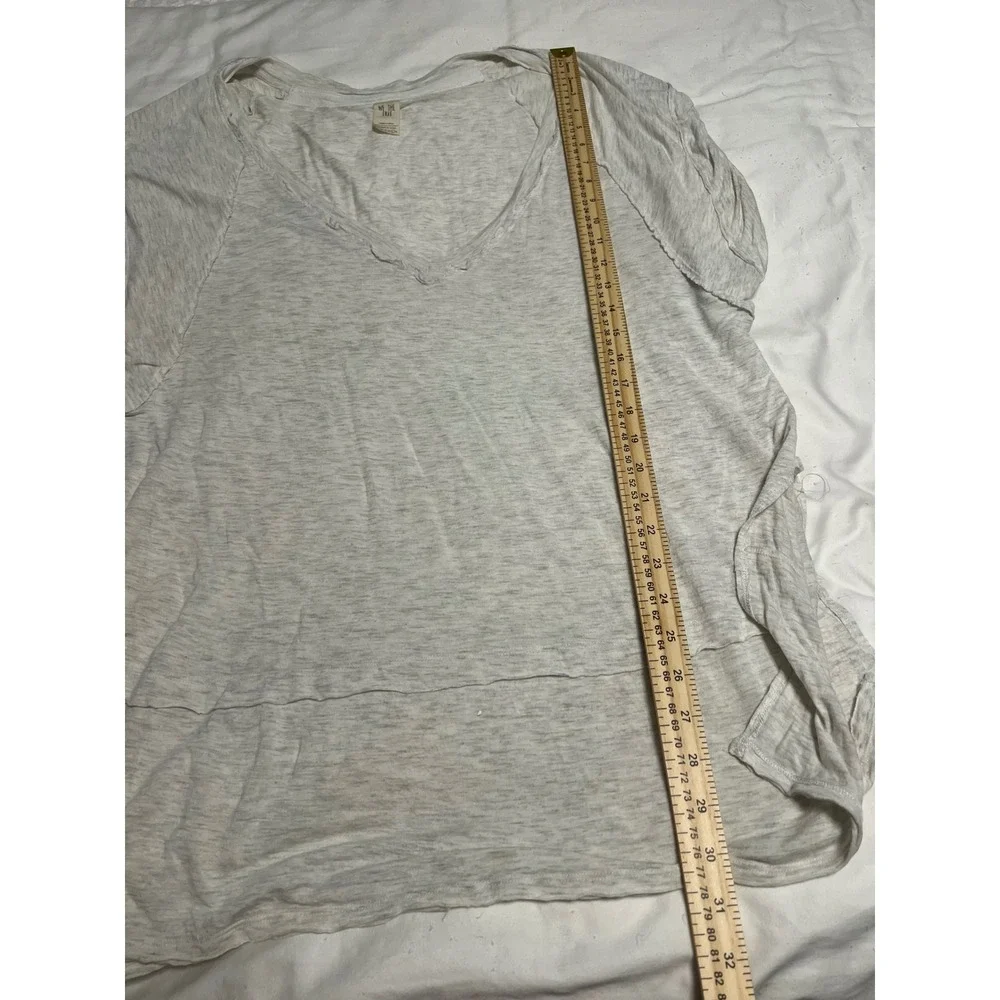 Free People We The Free Oversized V-Neck Tee Heathered Oatmeal Short Sleeve L